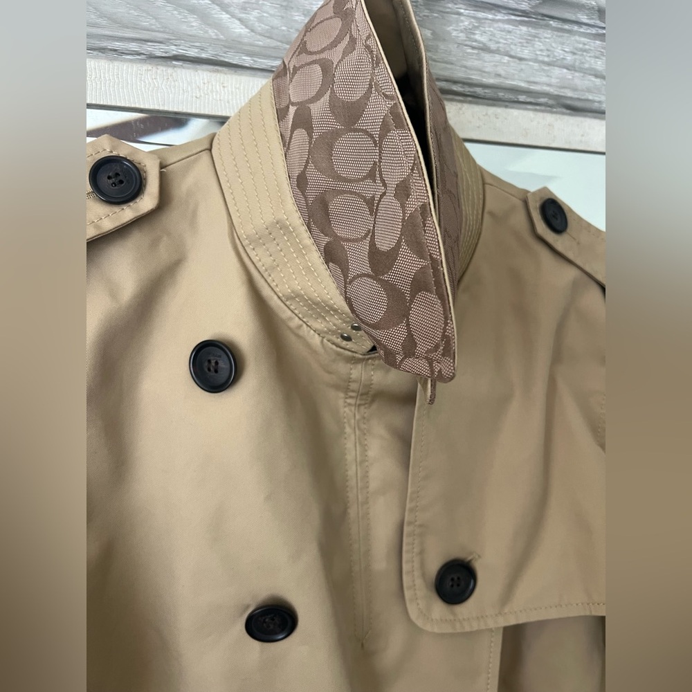Coach Tan Double-Breasted Trench Coat - Picture 10 of 13